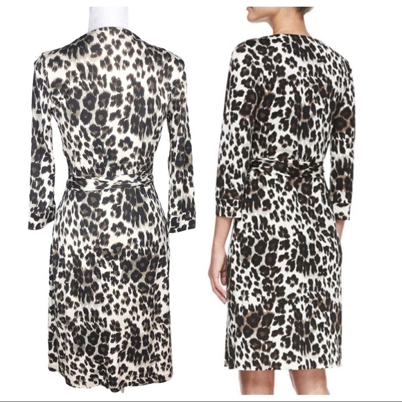 Diane von Furtstenberg silk wrap dress animal snow leopard print sz 4 New Julian - Picture 6 of 16